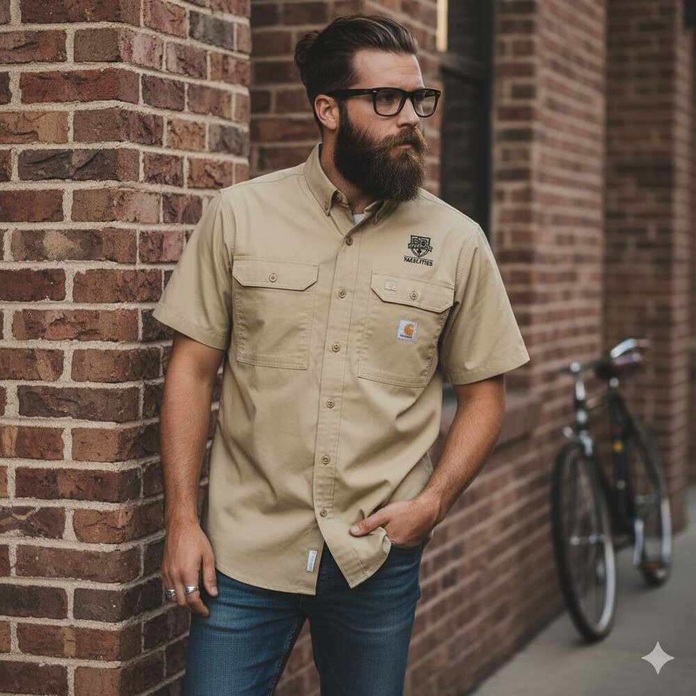 Carharrt FORCE Relaxed Fit Short Sleeve Button Front Collared Shirt Men's Medium